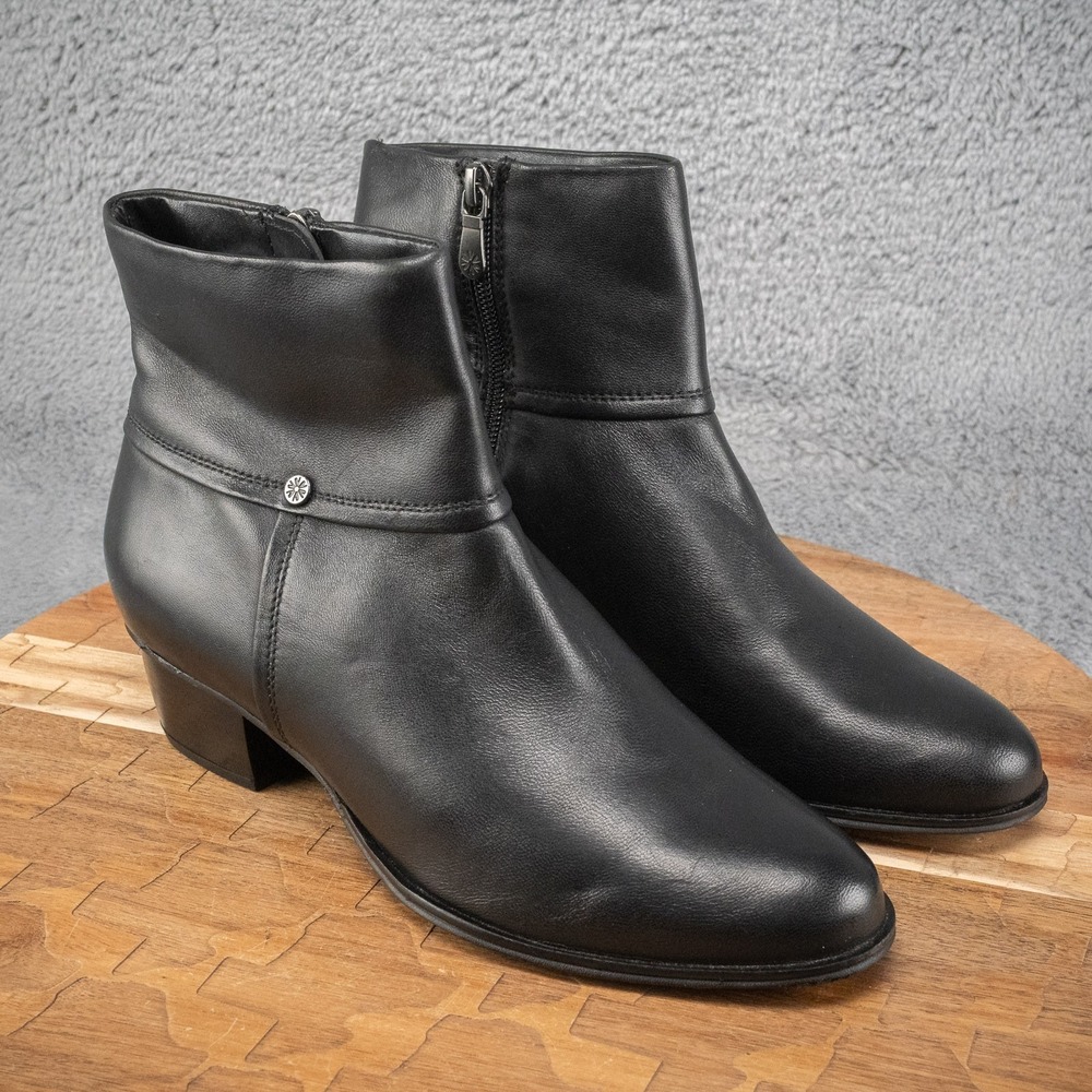 Van-Dal Black Leather Inside Zip Booties Office Size 4.5 UK 7 US‎